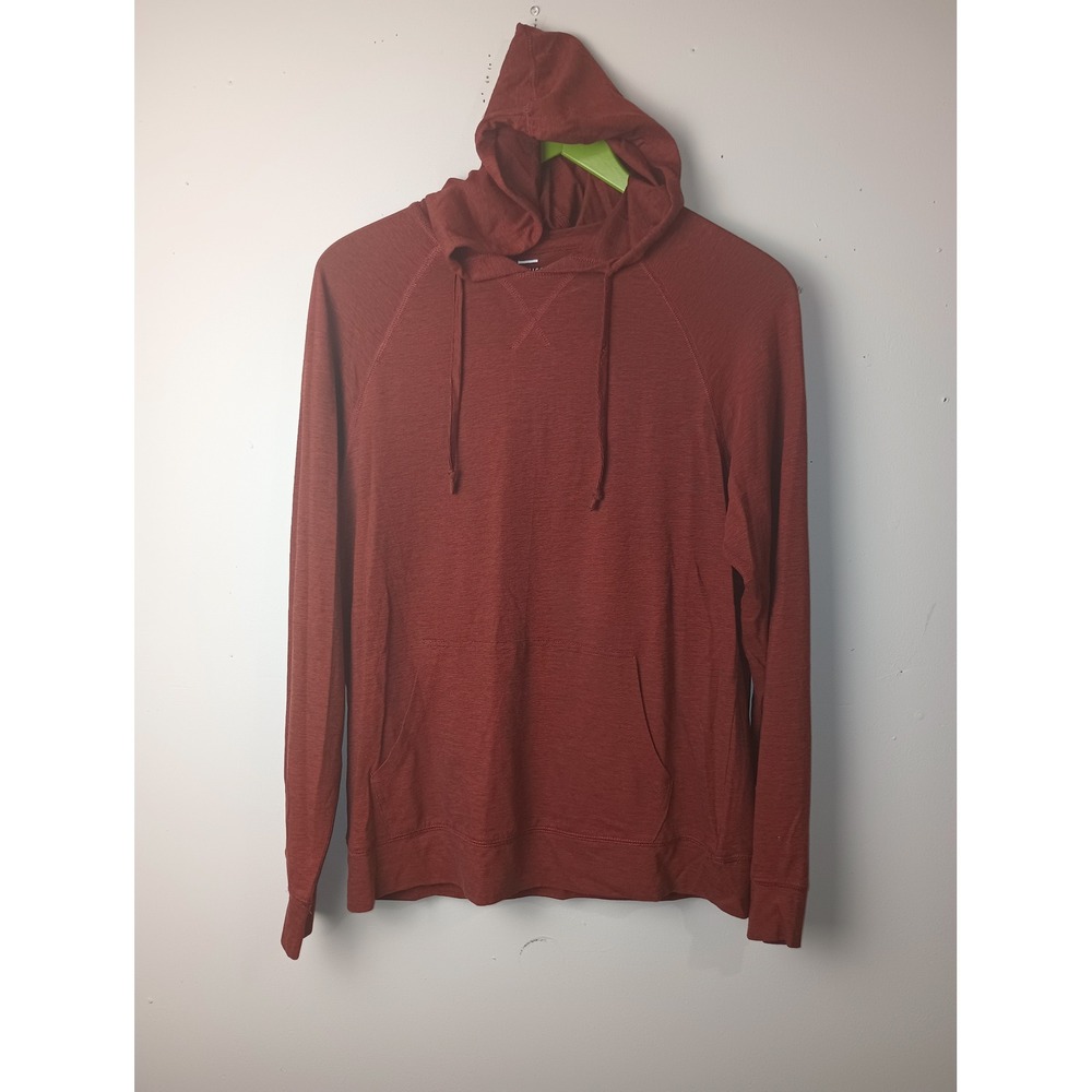 Public Opinion Mens Small Rust Lightweight Pullover‎ Hoodie Slub Jersey Raglan